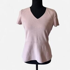 ann taylor Pink tight knit peplum top sz med ballet romantic cottagecore neutral